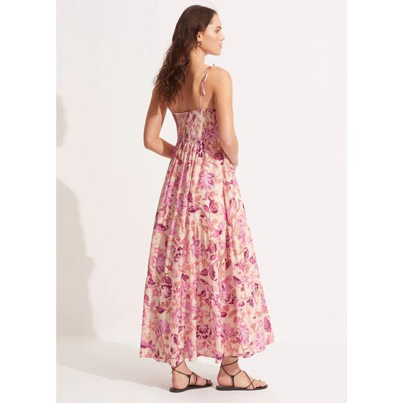 Seafolly Silk Road Midi Dress - Parfait Pink size s l NWT - Picture 3 of 5